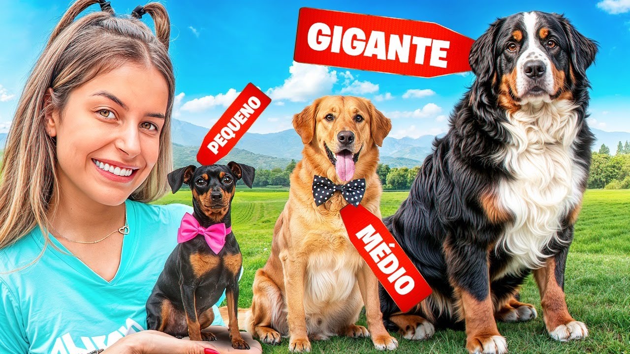 Passei 24 horas com cachorro mini, médio e gigante — um deles foi impossível!!