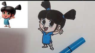 كيفيه رسم البنت الصغيره في فواصل رمضان , How to Draw cute girl