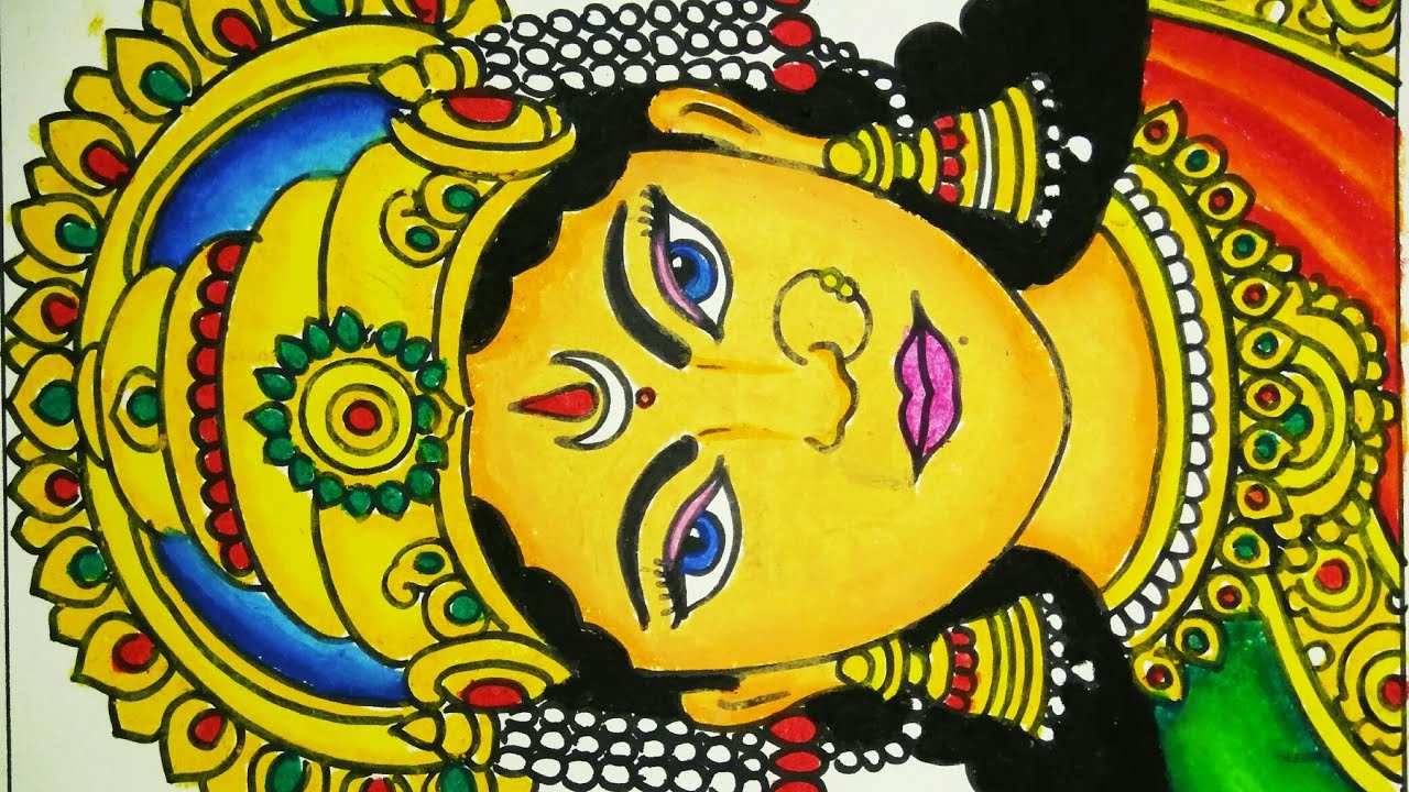 How to draw Maa Durga face easily - YouTube