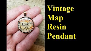 Vintage Map Ice Resin Pendant