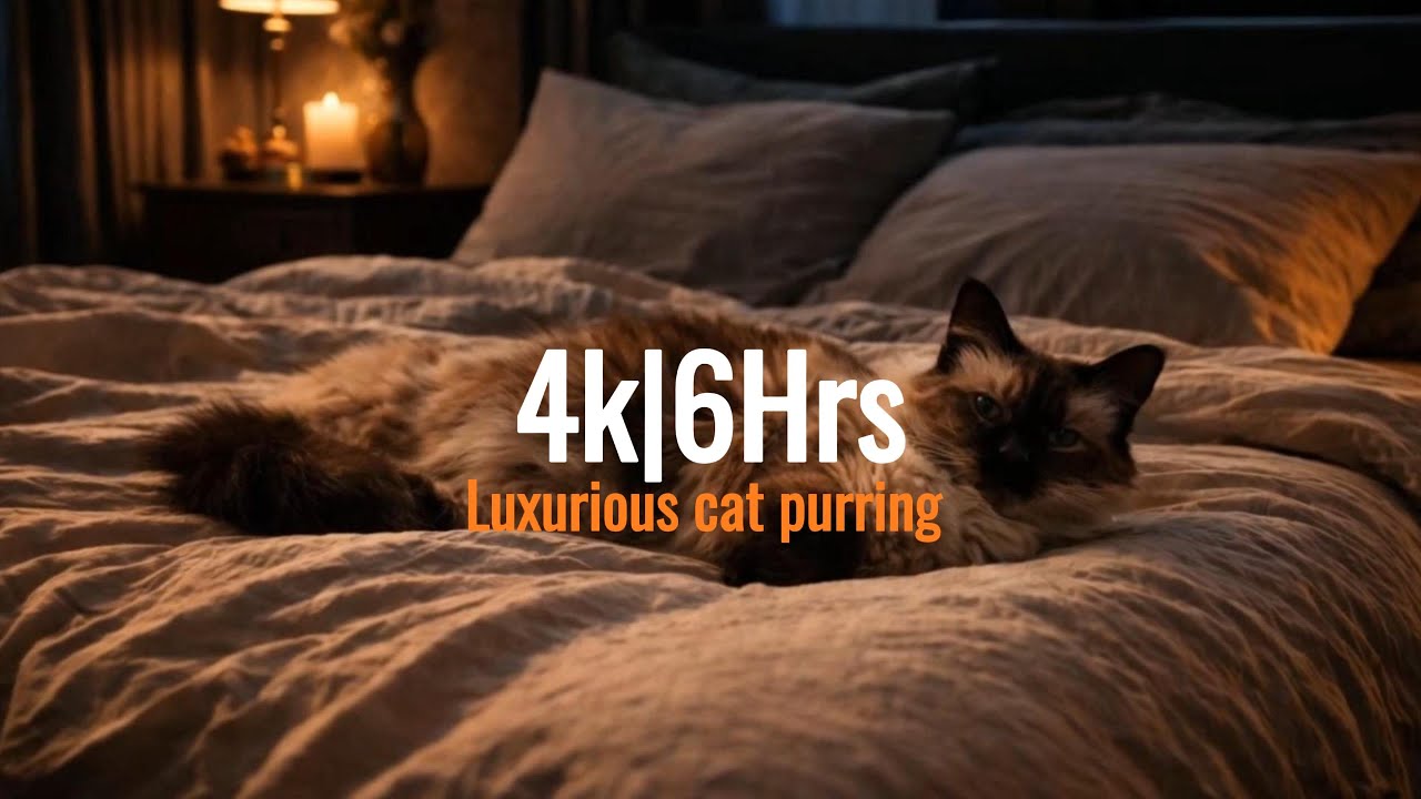 Sleep with a Purring Cat | 6 Hours | 4K Cozy ASMR Comfort for Calm & Connection