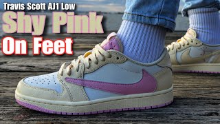 Travis Scott AJ1 Low Shy Pink - On Feet 4K NJ