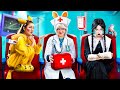 Wednesday addams was adopted by superheroes pokemon in hospital