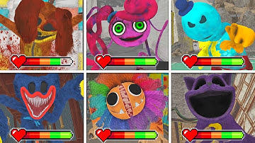 Poppy Playtime: Chapters 1-4 - All CHASE Scenes in BRIGHT Mode with Healthbars