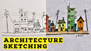 Architectural Sketching with Watercolor and Ink - Time Lapse