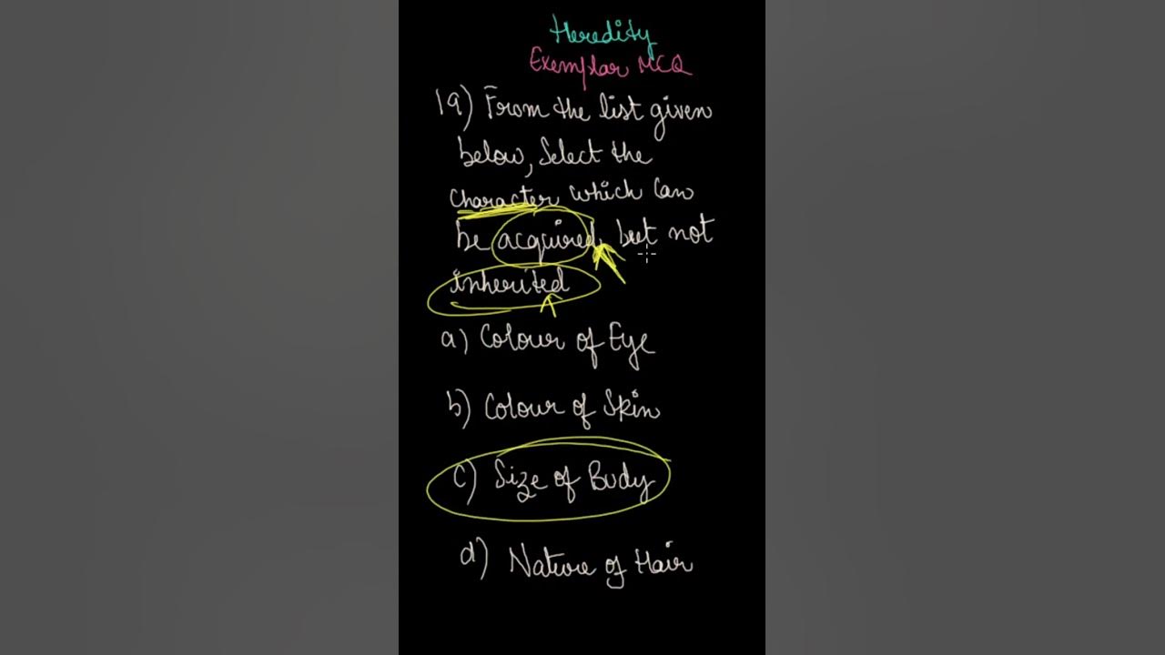 Cbse 10 heredity and evolution exemplar mcq 19 best trick for
