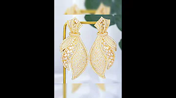 Dubai Luxury Golden Big Round Pendant Earrings For Women Wedding Party CZ Bridal Earrings 