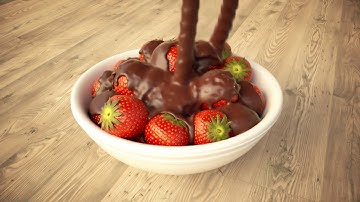 Product Rendering  - Chocolate on Strawberries / Cinema 4d / Realflow / Octane Render
