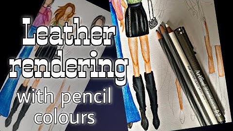 How to render leather with pencil colours. Fabric rendering/Leather rendering. Fashion Illustration