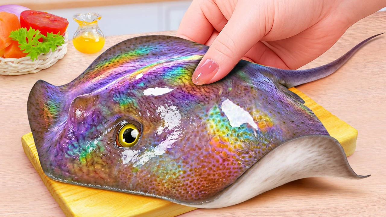 Best Seafood Recipe 🐟 Crispy Fried Stingray with Spicy Sauce 🌶️ Tina Mini Cooking