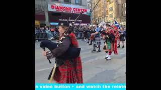 🏴🌆  NYC echoes with Scotland’s spirit — Tartan Day Parade 🏴🎶 #parade #bagpipes #drums #nyc #scottish