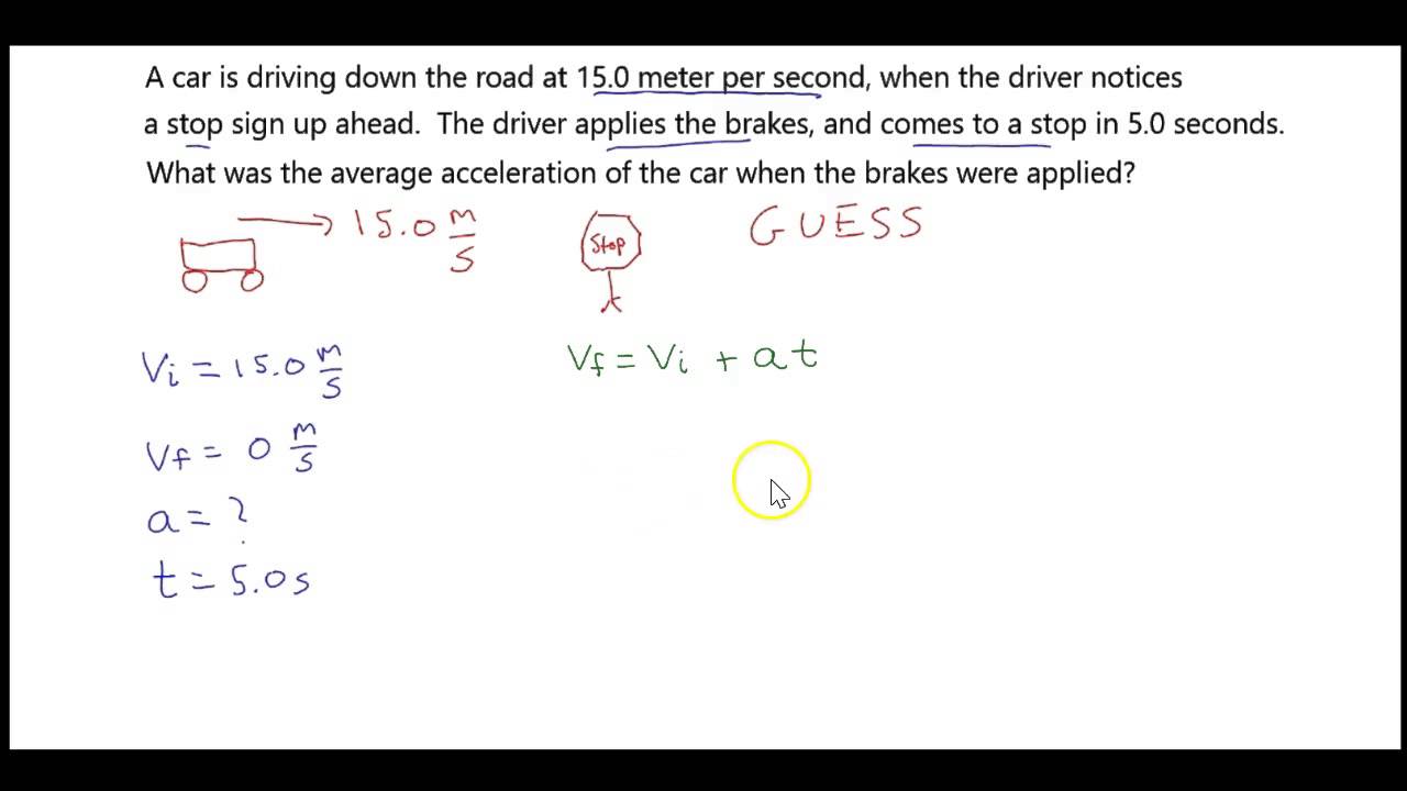 sample problem solving about acceleration