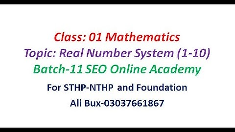 Class:01 Real Number System (MCQs 01-10)  || Maths Class Batch-11|| SEO Online Academy #SIBA #IBA