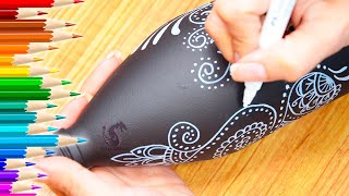 Dibujando Zentangle Art en una botella de vidrio