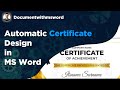 Automatic Certificate Design #documentwithmsword #msword #word #mswordclasses