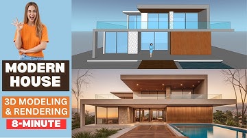 Modern House: SketchUp Modeling & AI Rendering