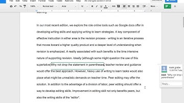 Peer editing in Google docs