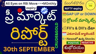 Premarket Report 30 SEPT: RBI Policy in Focus, Market Awaits Decision; BEL, IRFC, Tata Motors 🏦📊