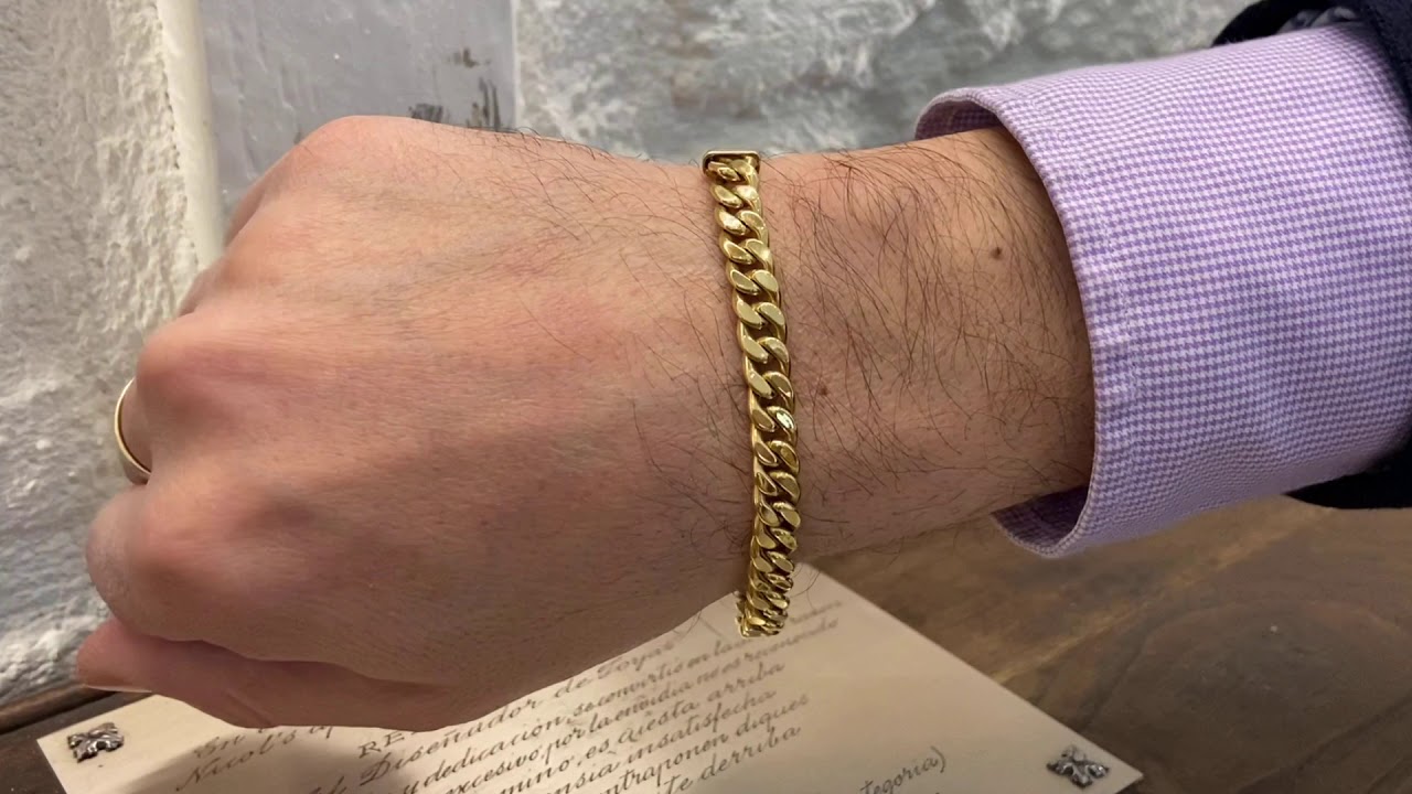 Pulsera Oro hombre 18kt ESLABON CUBANO 7.5mm 35110010030 joyería Nicols Madrid Barrio de - YouTube