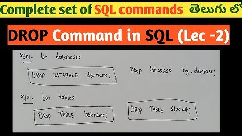 drop command in SQL in Telugu | SQL commands in Telugu | SRT Telugu Lectures | DDL commands in SQL