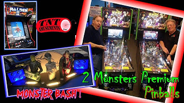 #1514 Two MUNSTERS PREMIUM Pinball Machines-RAIDEN 2 Arcade Video Game-MONSTER BASH -TNT Amusements