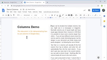Using Columns in Google Docs
