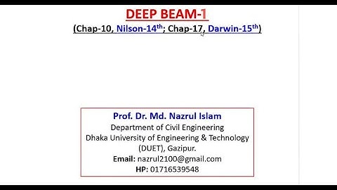 Deep Beam (part 1) | Dr. Md. Nazrul Islam | DUET | Structural Engineering | CE 6109