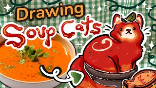 Turning 4 Different Soups Into Cats! || Speedpaint + Commentary