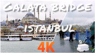 4K Istanbul Walking Tour GALATA Bridge (Galata köprüsü) Eminuno. Turkey