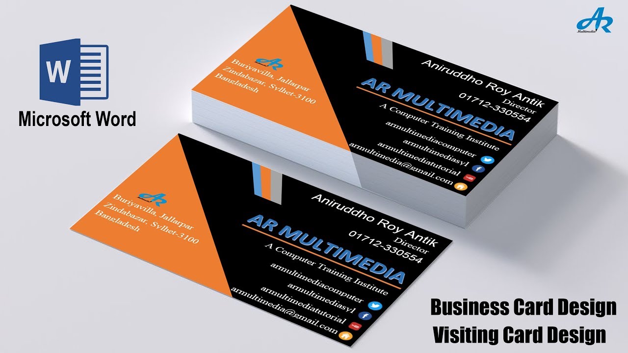 MS Word Tutorial: How To Create Professional Business Card Design in MS  WordBIZ Card Template 23 Intended For Business Card Template Word 2010