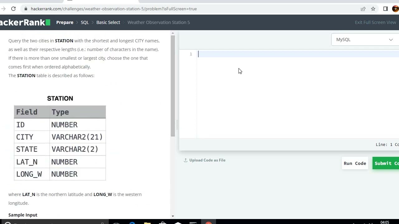 10 Weather Observation Station 5 HackerRank Hindi YouTube