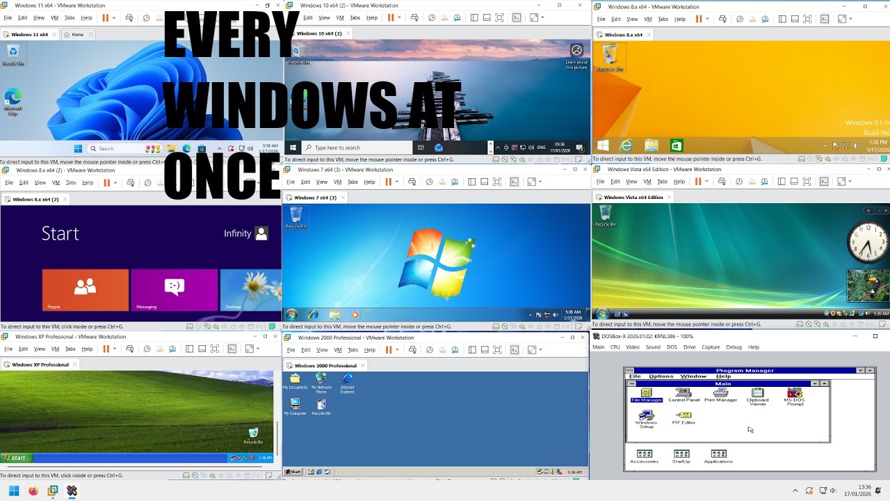Running EVERY version of Windows at once on my computer - YouTube