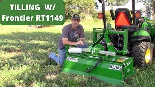 John Deere 1025R  Tilling w/ the Frontier RT1149