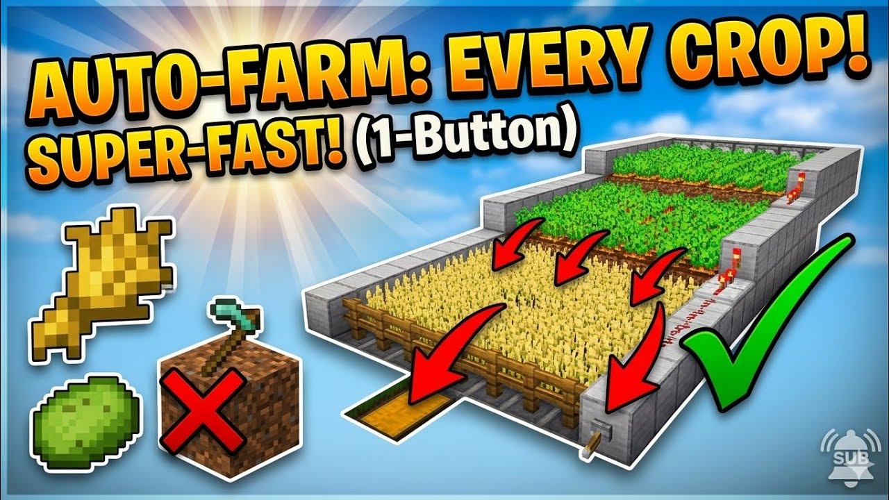 NEW Easy Auto CROP Farm In Minecraft Bedrock 26.10! π± - YouTube