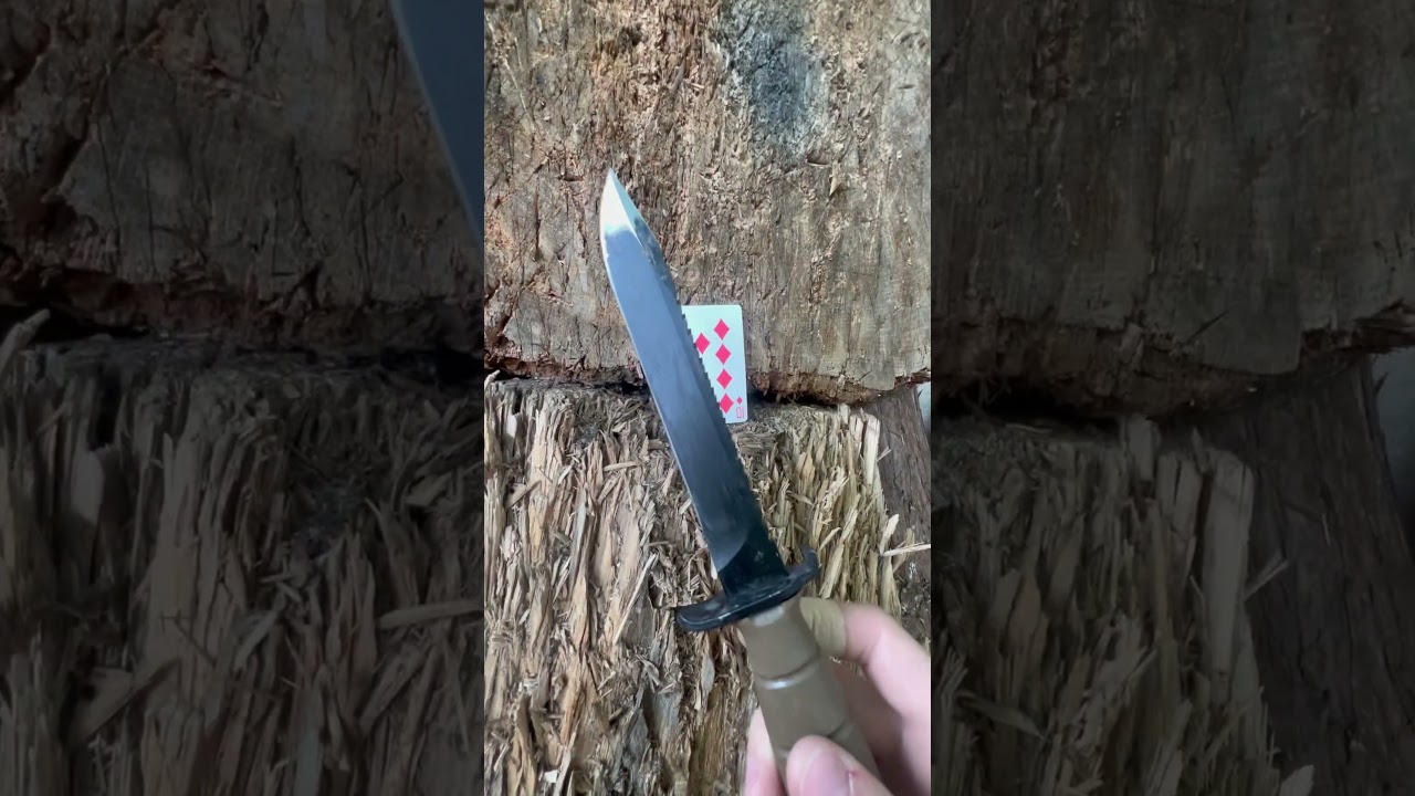 Throwing knife vs playing card