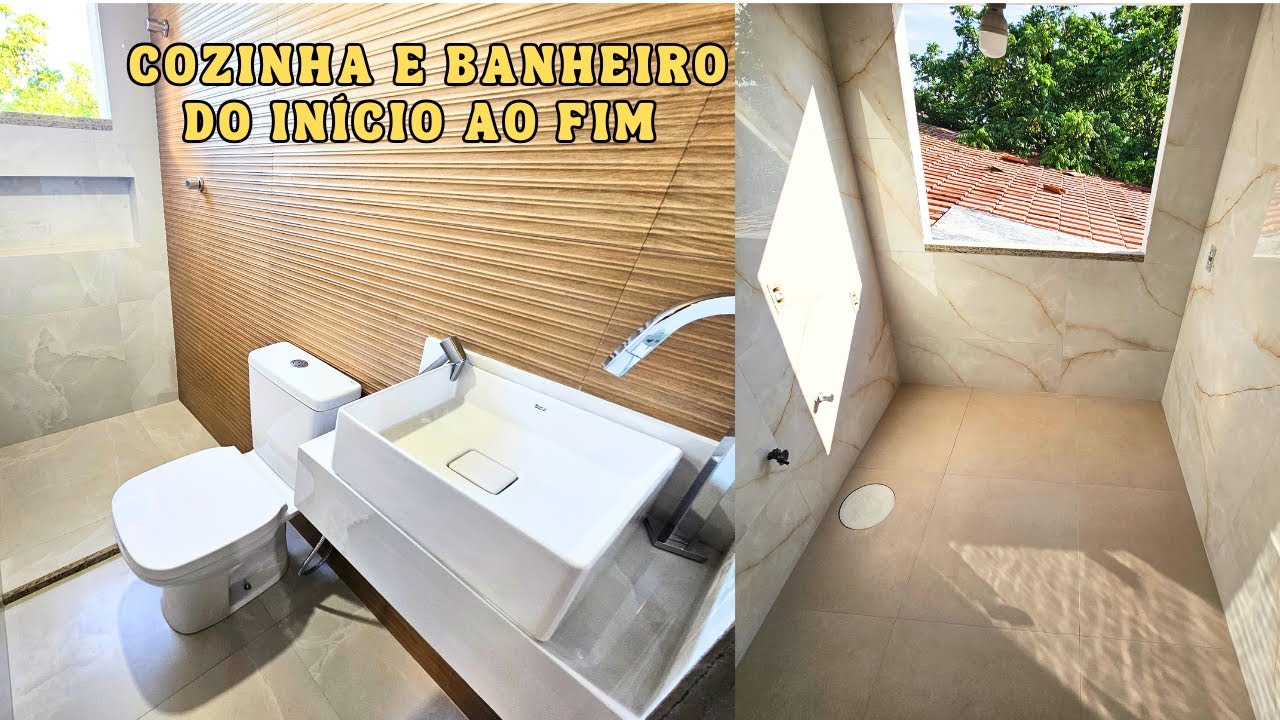 Construção de cozinha e banheiro em kitnet do início ao fim com explicações!