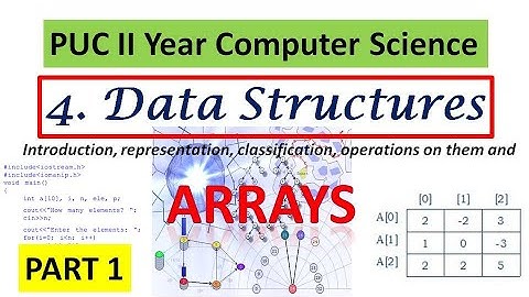 Data Structures - Arrays PART 1| 2nd PUC Computer science Lesson 4