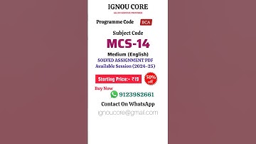 MCS 14 Solved Assignment PDF 2024-25 in English, BCA program MCS-14 Solved assignments