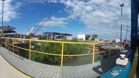 Towboat lifted onto drydock