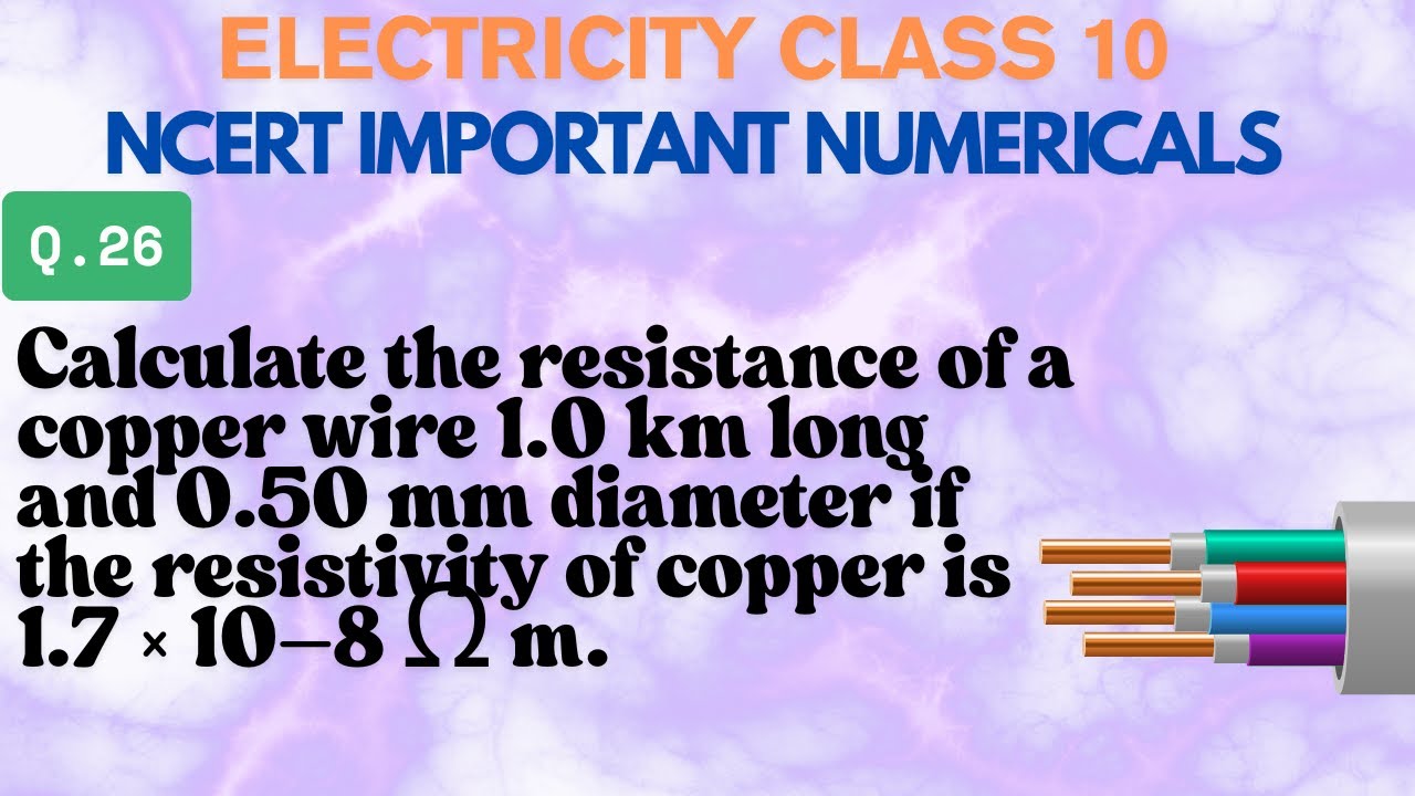 Calculate the resistance of a copper wire 1.0 km long and 0.50 mm