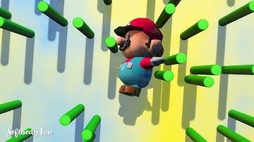 SUPER MARIO Soft body Simulation | Jelly Mario Falls Down Over & Over