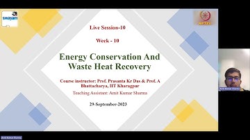 NPTEL | Energy Conservation And Waste Heat Recovery | Week 10 | Live Session 10