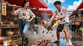 El mercado parece lugar normal,¡pero sorprendentemente escenario una batalla oculta gallos mágicos!