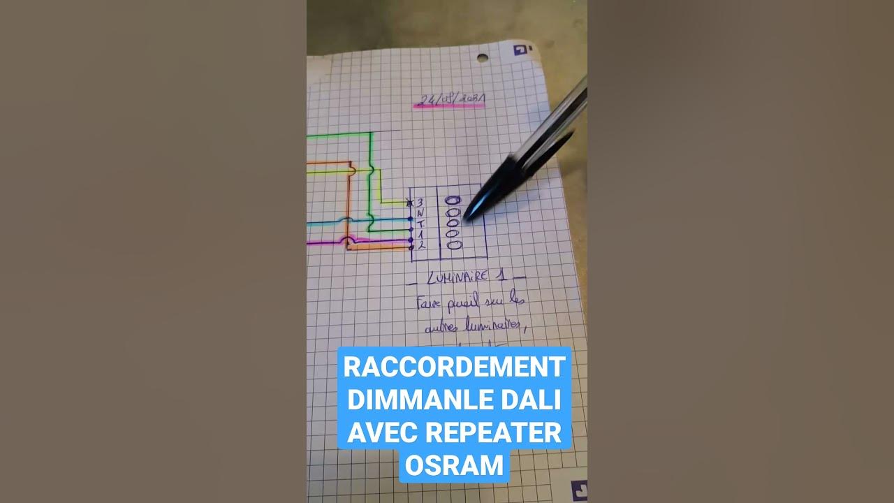 Schema Cablage Dali Avec Bouton Poussoir RACCORDEMENT LUMINAIRE VARIABLE DIMMABLE DALI AVEC REPEATER OSRAM DALI ET BOUTON  POUSSOIR #shorts - YouTube
