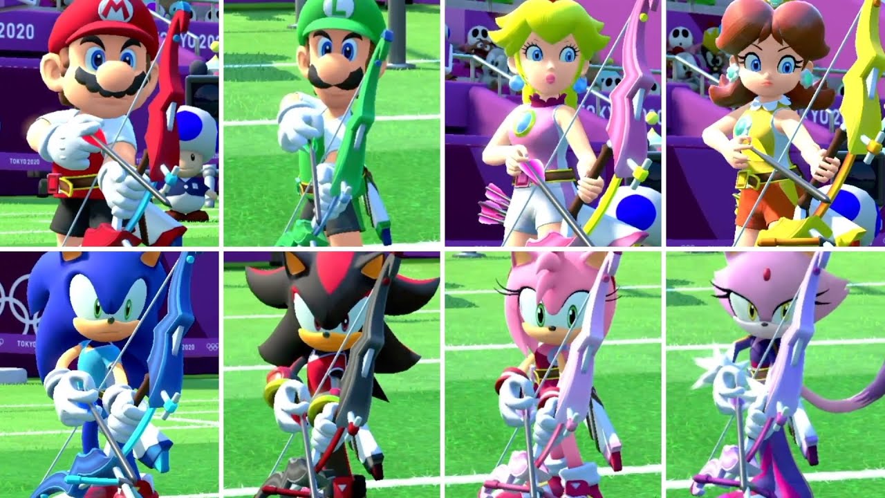 mario-sonic-at-the-olympic-games-tokyo-all-characters-archery-youtube