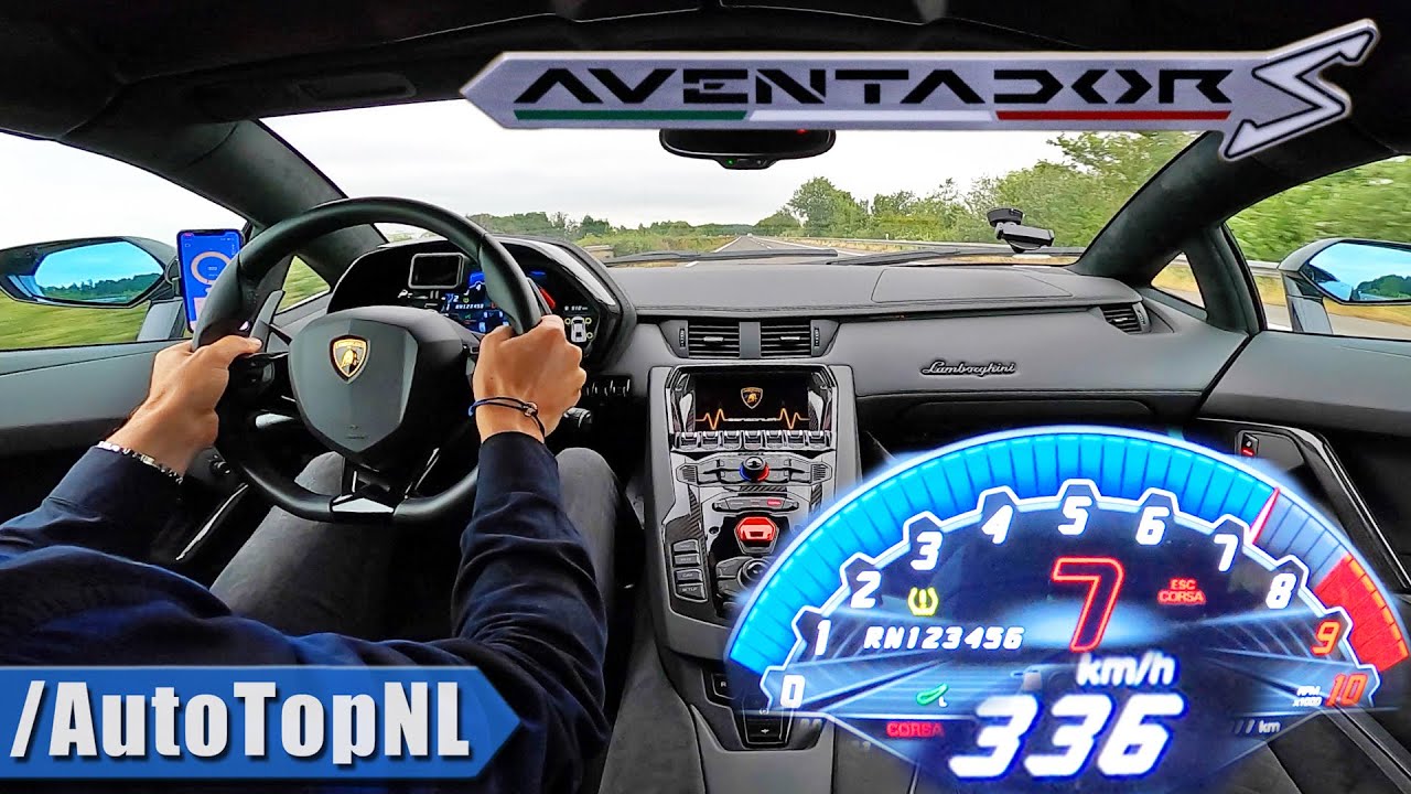 LAMBORGHINI AVENTADOR S V12 *336km/h* on AUTOBAHN [NO SPEED LIMIT] by  AutoTopNL - YouTube