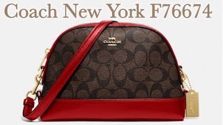 COACH NEW YORK DOME CROSSBODY | F76674 BROWN TRUE RED | AN KLEH REVIEWS