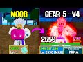 Beating blox fruits as luffy gear 5 rubber nika noob to pro lvl 1 to max full human v4 awakening