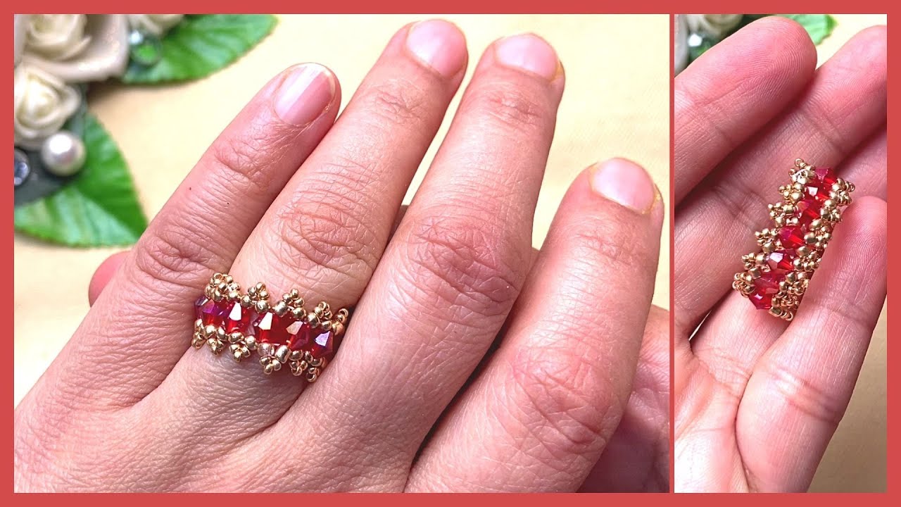 Beaded Ring Easy Tutorial Handmade Beaded Jewellery Gift Idea YouTube