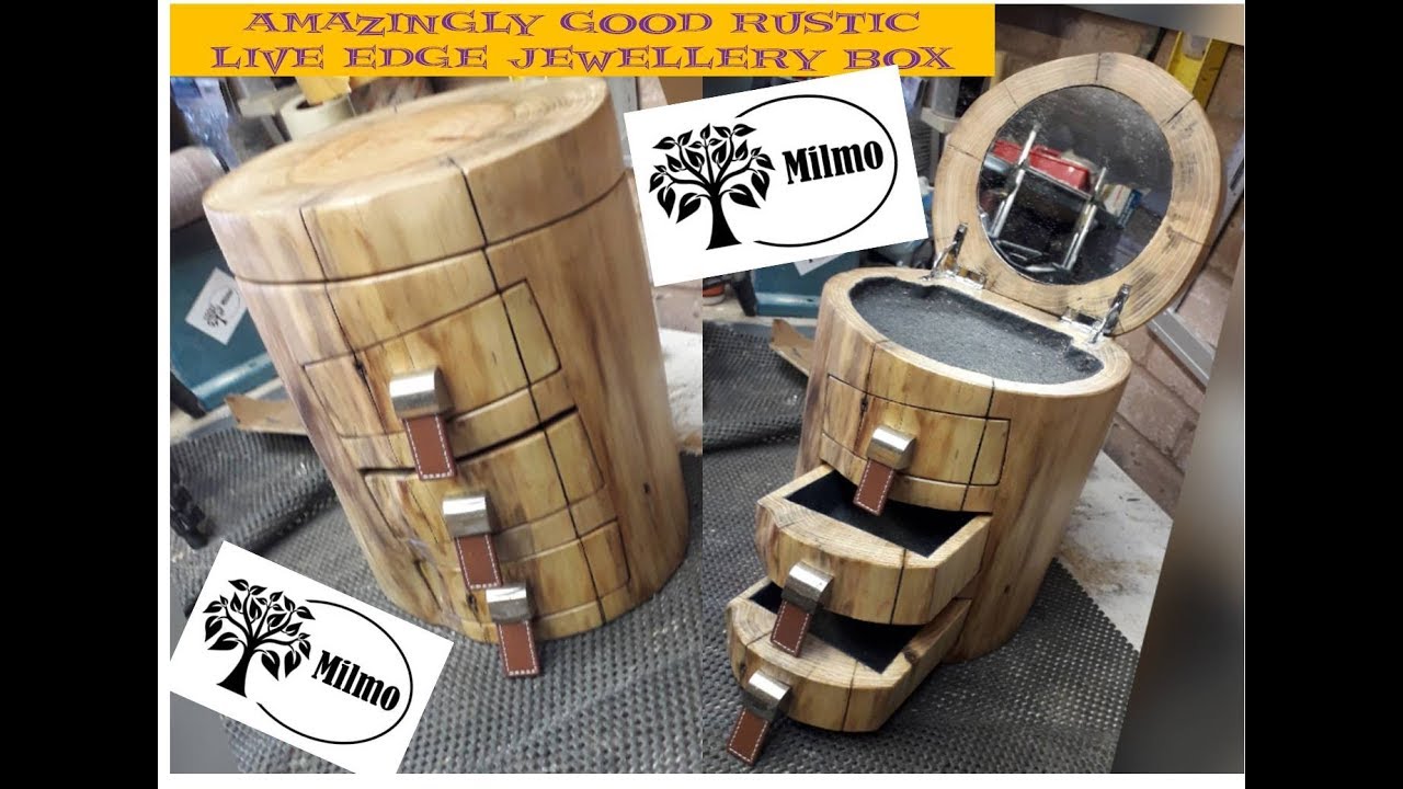 How to Make a Rustic Log Live Edge Jewellery Box with Mirror YouTube